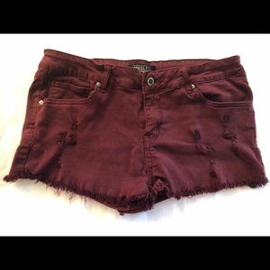 maroon stretch shorts